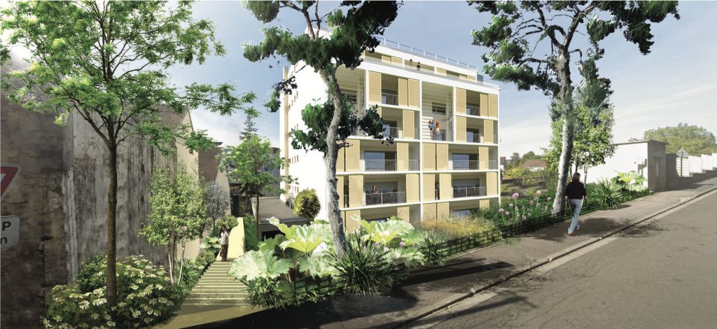 Proposition de l'étude urbaine : un bâtiment intégré dans le paysage du parc Faucigny Lucinge, des étages inférieurs remis en lumière