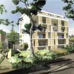 Proposition de l'étude urbaine : un bâtiment intégré dans le paysage du parc Faucigny Lucinge, des étages inférieurs remis en lumière
